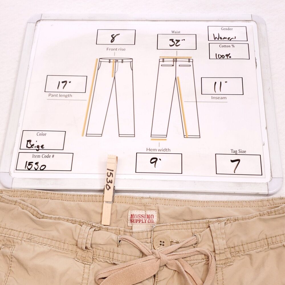 Mossimo Supply Co Button Zip Casual Chino Short Shorts Womens Size 7 Beige - Picture 8 of 8
